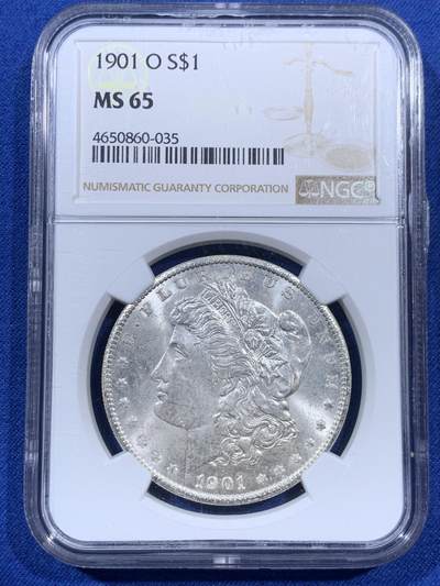 《竞宝斋》第404场 周日，周一，2场连拍 （全场包邮） - NGC MS65 美国1901年摩根1美元银币
