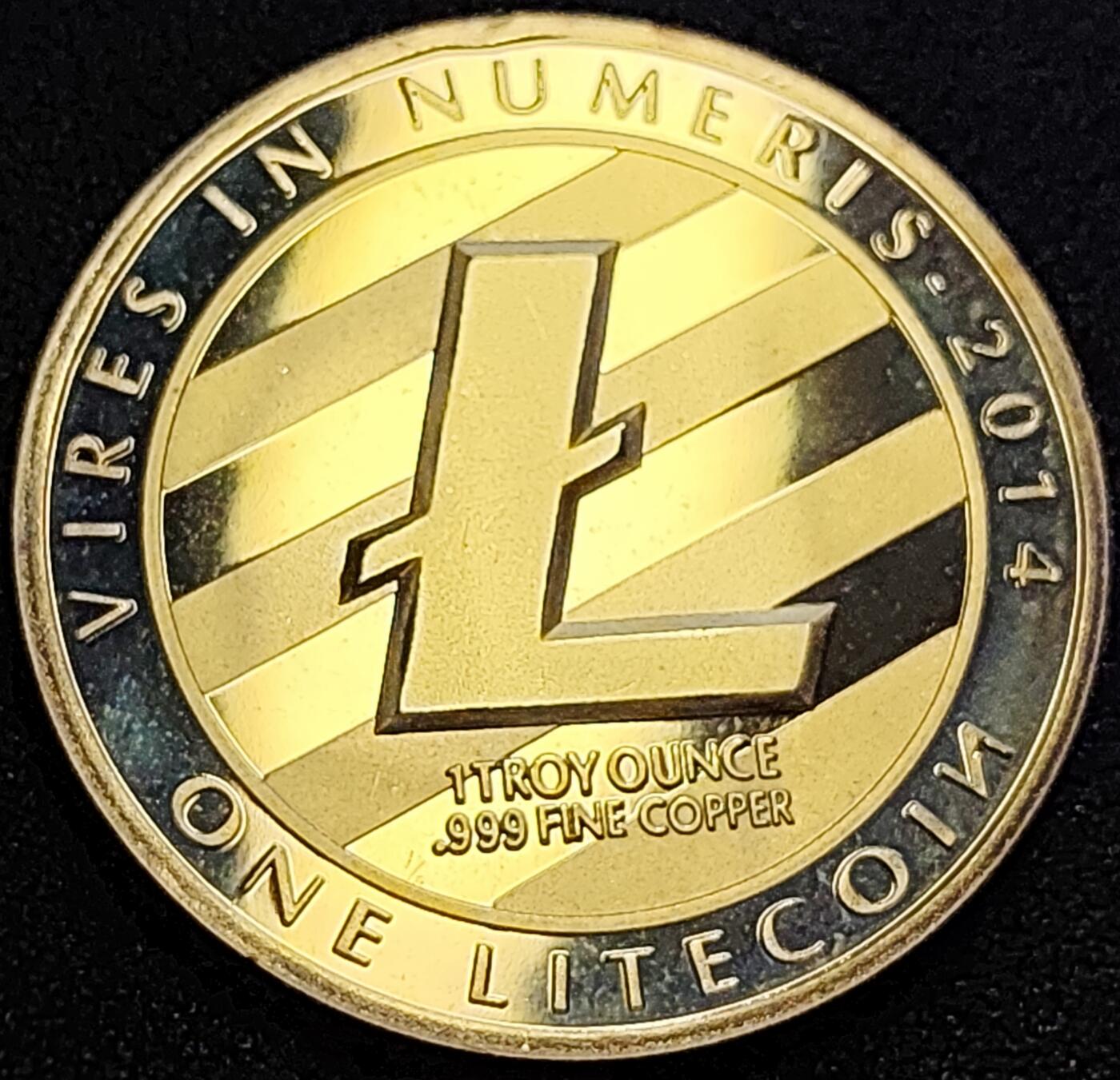 泉币菌-第60场-各国老币铜币场 金色纪念章 litecoin莱特b莱特 不懂 40mm