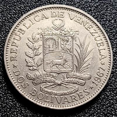 泉币菌-第60场-各国老币铜币场 - 大币 委内瑞拉1967年2玻利瓦尔 西蒙·玻利瓦尔 镍币  27mm