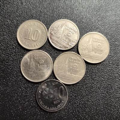 泉币菌-第60场-各国老币铜币场 - 泰国➕新加坡币 6枚