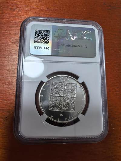 长老汇蛇年精选第二十八场拍卖 1998 捷克 帕拉茨基200克朗银币，NGC MS67，唯一冠军分，3700多枚被熔毁
