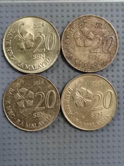 2025年第66场各国批量散币拍卖（总第66场）本场拍完26号发货 - 马来西亚20仙4枚