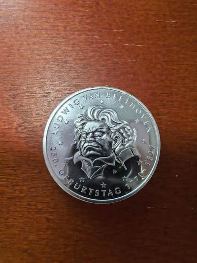 长老汇蛇年精选第二十八场拍卖 2020德国贝多芬诞辰250周年20欧元精制银币，18克925银