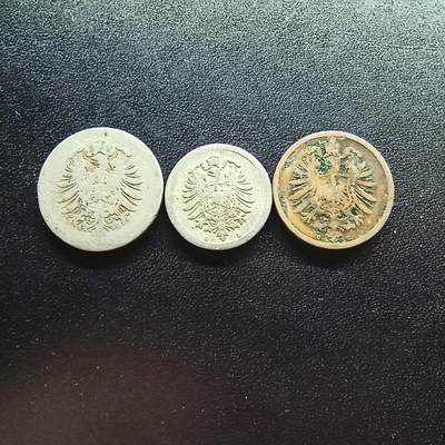 邮泉阁限时拍卖第十八场 各国硬币专场（拍卖结束后请付邮费，存留时间过长需全部邮寄） - 德意志帝国短翅3枚