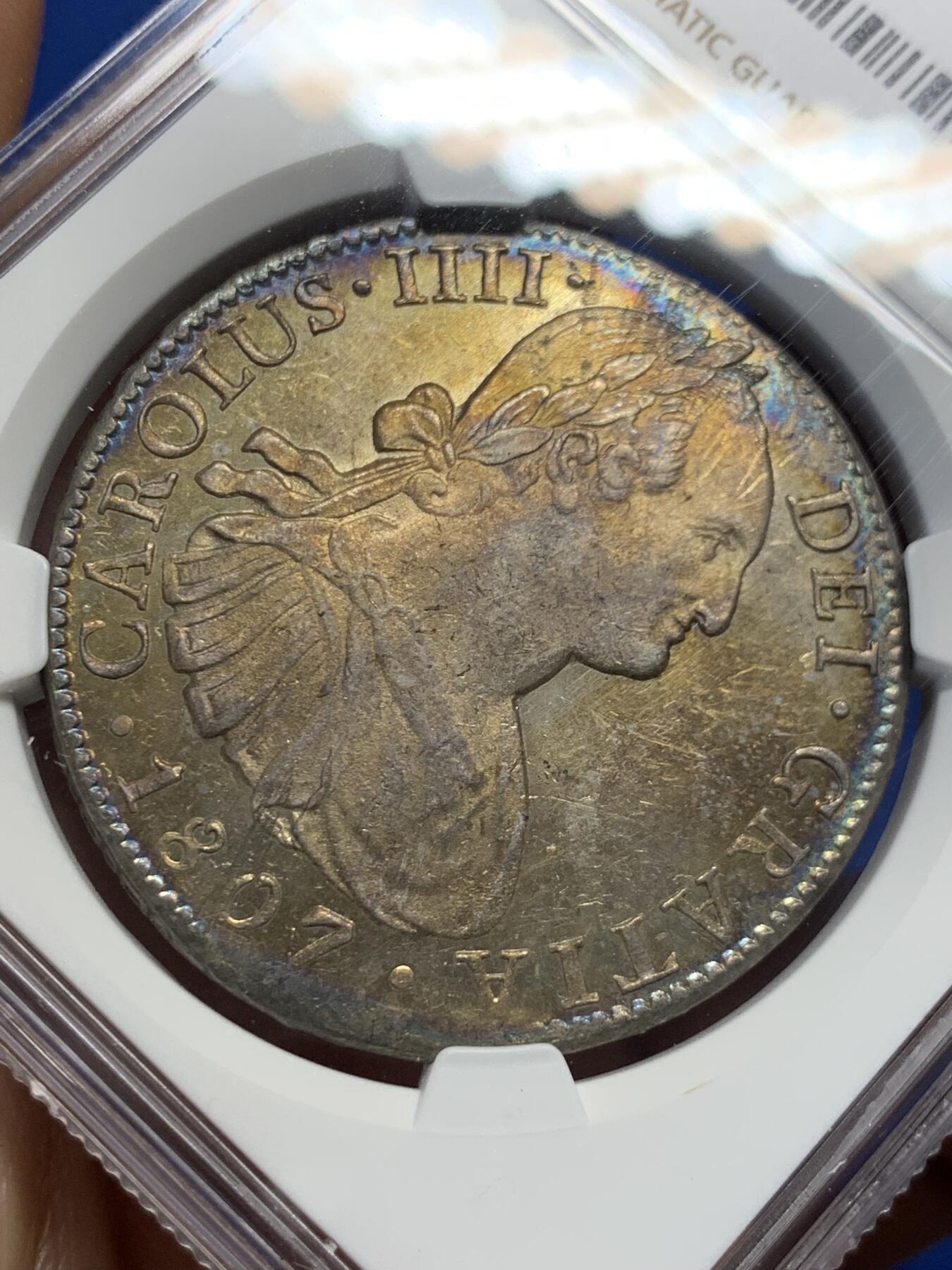 《竞宝斋》第404场 周日，周一，2场连拍 （全场包邮） NGC UNCD 墨西哥1807年卡洛斯四世8里亚尔银币