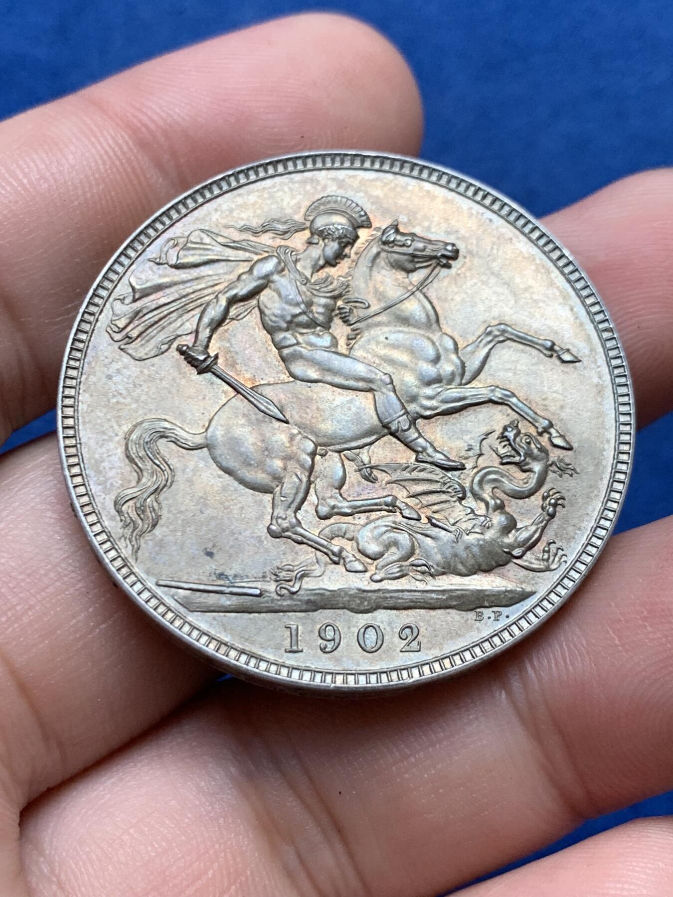 《竞宝斋》第404场 周日，周一，2场连拍 （全场包邮） 英国1902年爱德华七世马剑克朗
