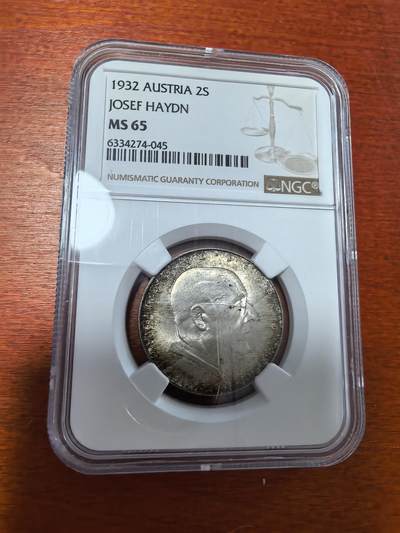 长老汇蛇年精选第二十八场拍卖 - 1932奥地利海顿2先令银币，NGC MS65，错标，应为1933斯皮尔