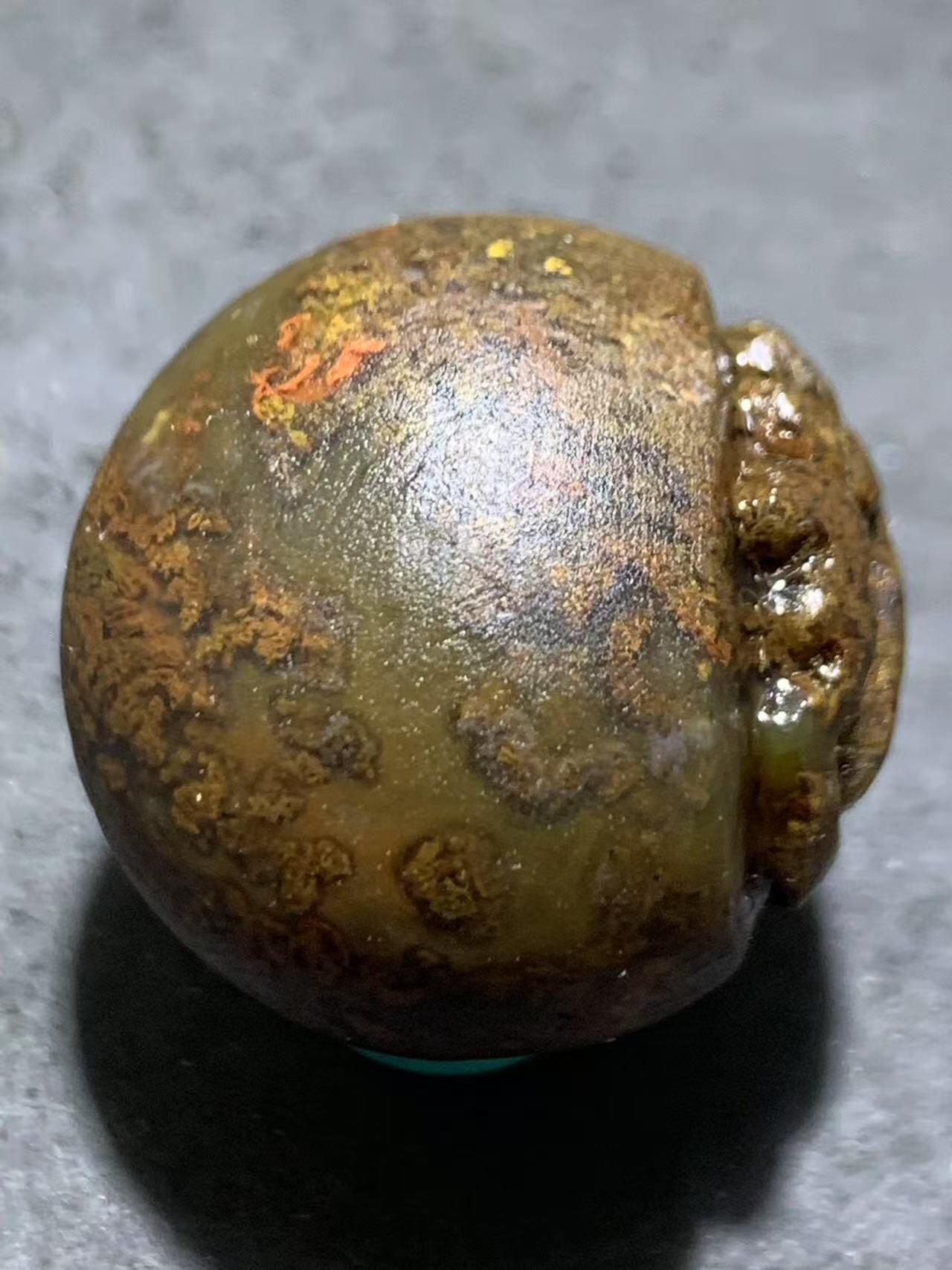 精美亚光草花纹战国红玛瑙手工雕刻道字单珠一颗