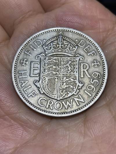 2025年第六十九场(总第九十五场）外国好品散币(免佣金) - 少见特年–英国🇬🇧1959年半克朗(伊丽莎白二世青年桂冠第二版)