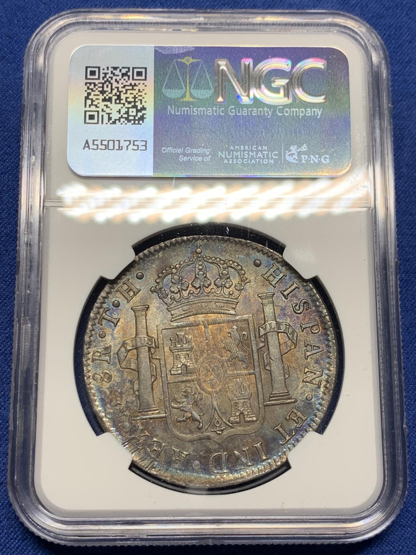 《竞宝斋》第404场 周日，周一，2场连拍 （全场包邮） NGC UNCD 墨西哥1807年卡洛斯四世8里亚尔银币