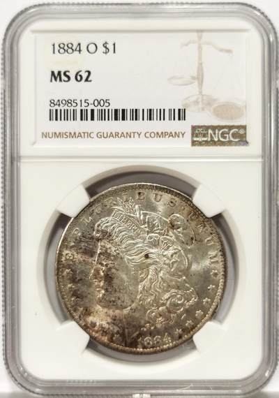 博洋堂德系小专场暨第132期（全场包邮） - NGC MS62 美国1884年O版摩根银币，币面干净利落，非常漂亮