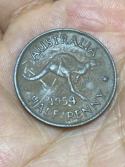 2025年第六十九场(总第九十五场）外国好品散币(免佣金) - 澳大利亚🇦🇺1954年半便士(伊丽莎白二世青年桂冠无肩带加冕版，仅发行3年)