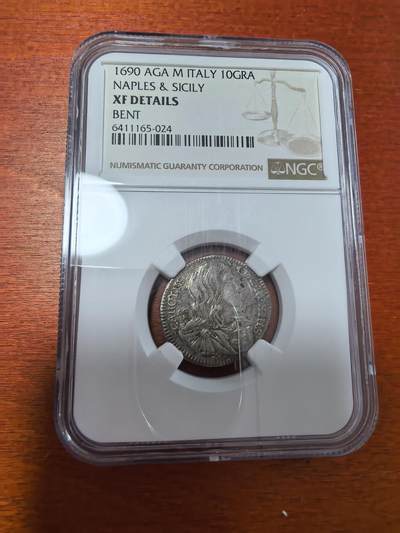 长老汇蛇年精选第二十八场拍卖 1690意大利那不勒斯和西西里10格拉纳银币，NGC XFD ，这个品种N盒出分仅有一枚