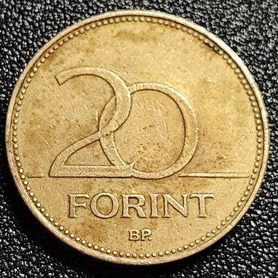 泉币菌-第60场-各国老币铜币场 - 90年代 匈牙利20福林铜币 直径26.2mm