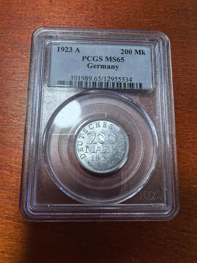 长老汇蛇年精选第二十八场拍卖 - 1923A 德国魏玛时期200马克铝币，PCGS MS65