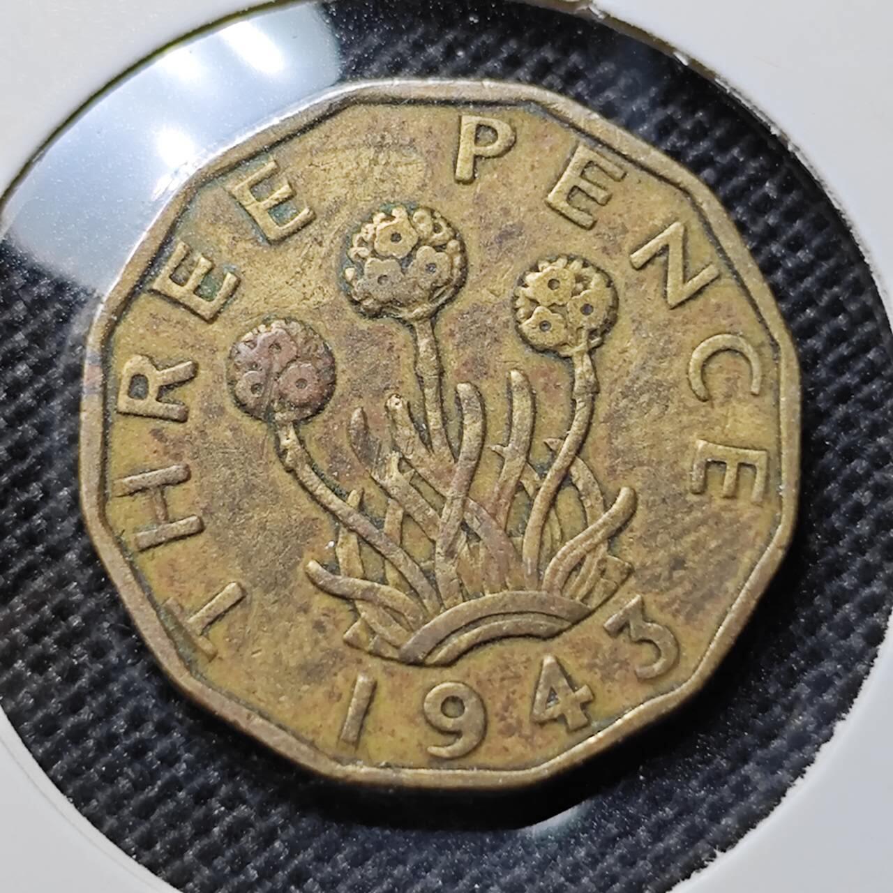 KK钱币收藏小铺 第312期 2月预留时间 周末发货 1943英国3便士 