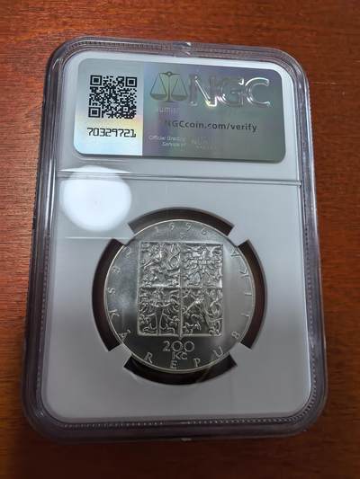 长老汇蛇年精选第二十八场拍卖 1996捷克爱乐乐团百周年200克朗银币，NGC MS68，1.8万枚，熔毁5000多枚，唯一冠军