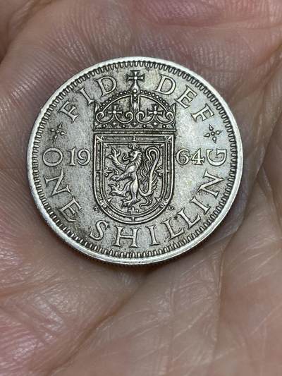 2025年第六十九场(总第九十五场）外国好品散币(免佣金) - 英国🇬🇧1964年1先令(伊丽莎白二世青年桂冠第二版，苏格兰盾徽版)