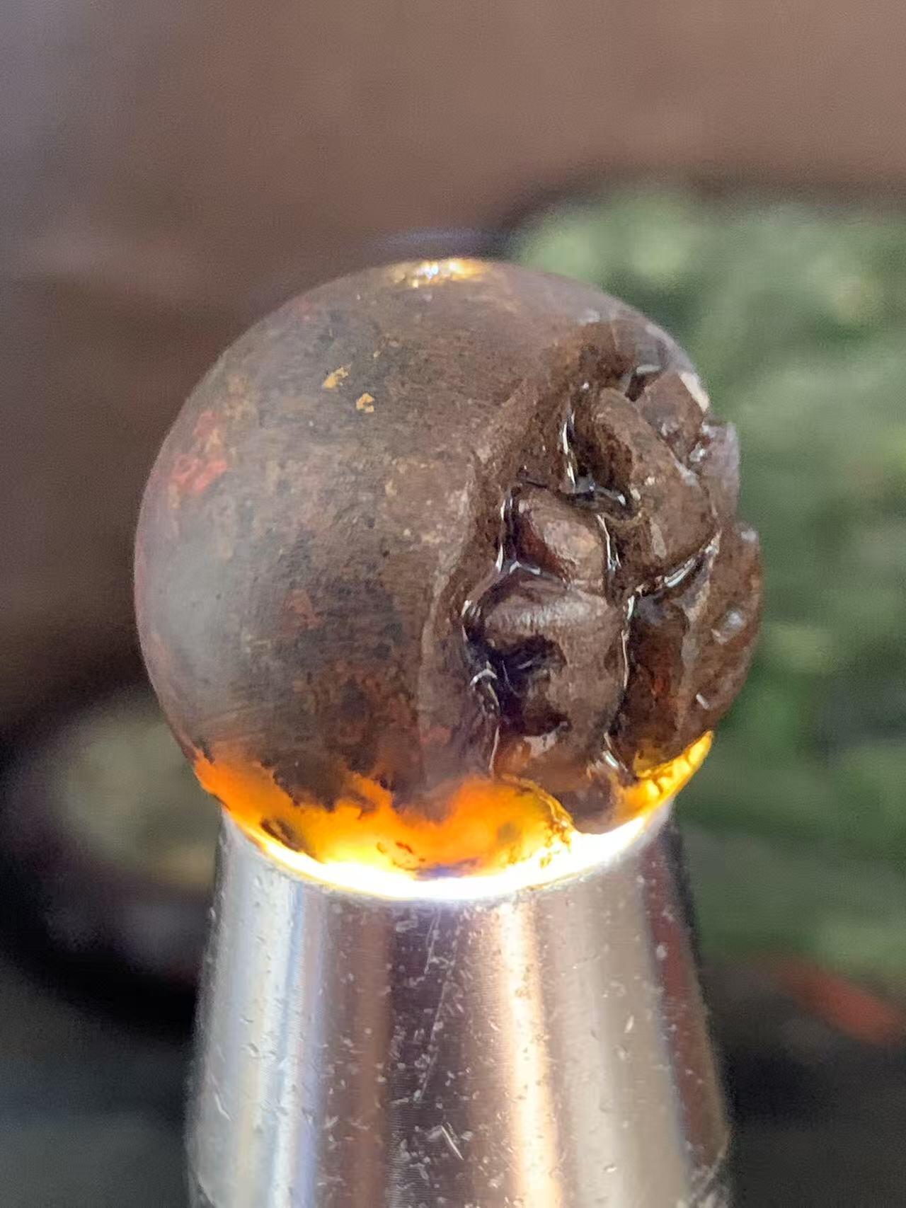 精美亚光草花纹战国红玛瑙手工雕刻道字单珠一颗