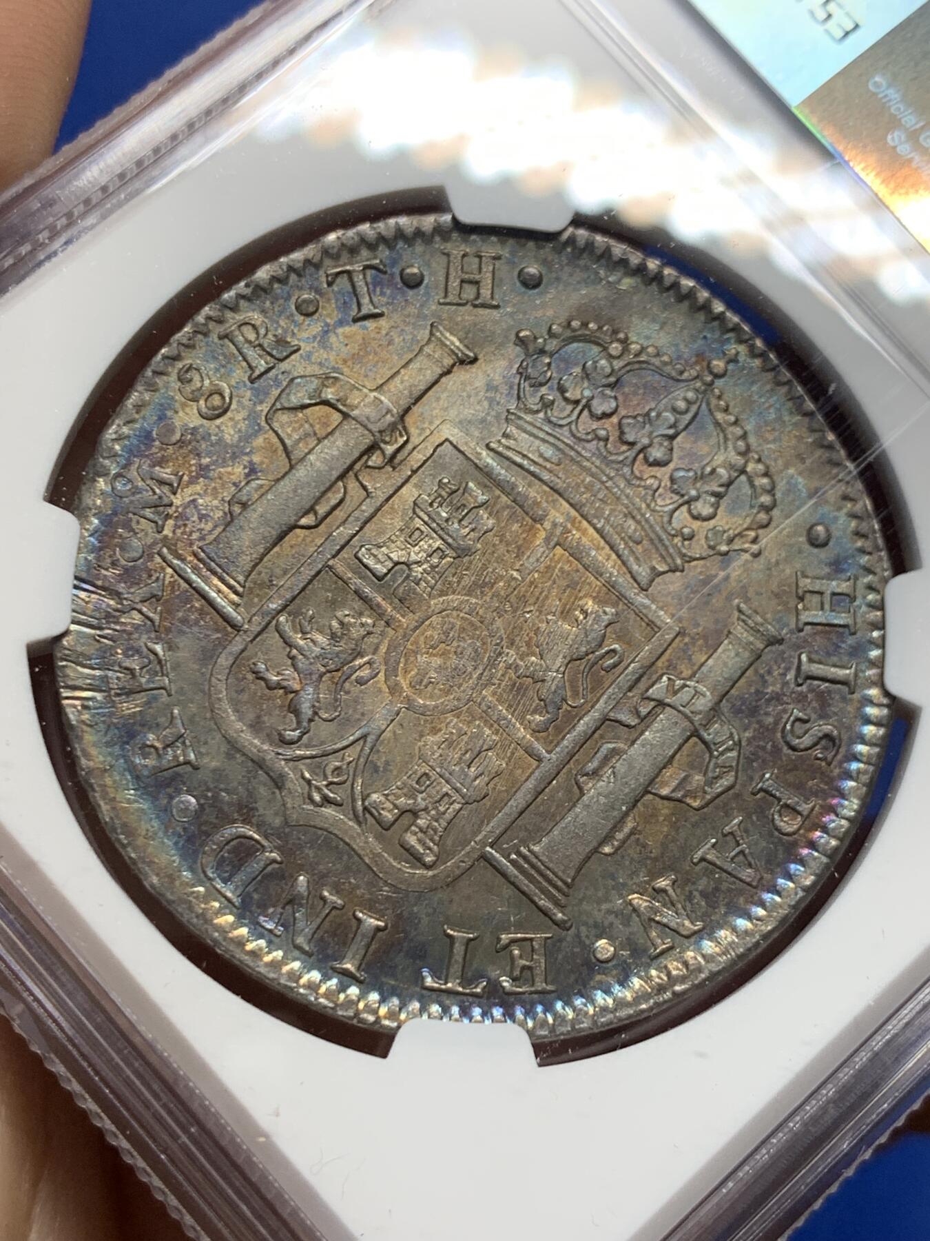 《竞宝斋》第404场 周日，周一，2场连拍 （全场包邮） NGC UNCD 墨西哥1807年卡洛斯四世8里亚尔银币