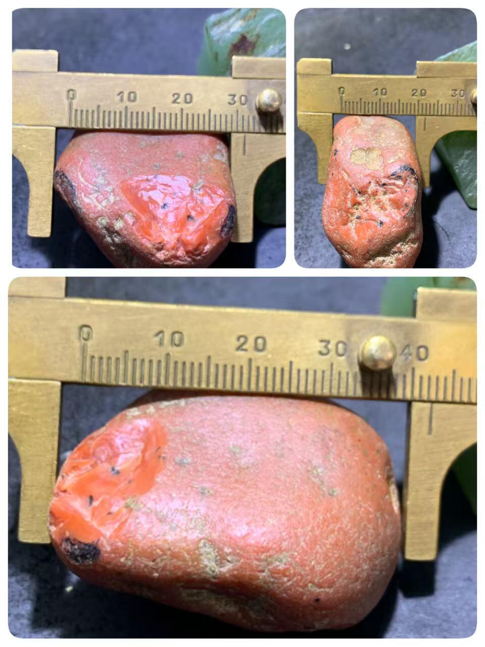 精美红皮柿子红开窗料南红玛瑙原石一颗