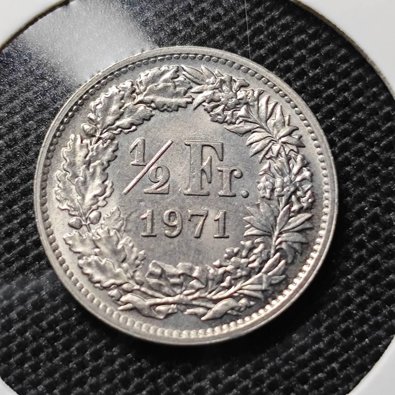 KK钱币收藏小铺 第312期 2月预留时间 周末发货 1971瑞士1/2半法郎 好品