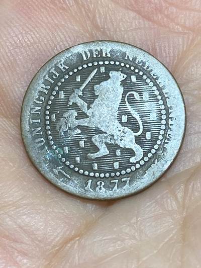 2025年第六十九场(总第九十五场）外国好品散币(免佣金) - 稀少特年–荷兰🇳🇱1877年1分(威廉三世狮徽版首发年，Broadaxe宽刃斧标)