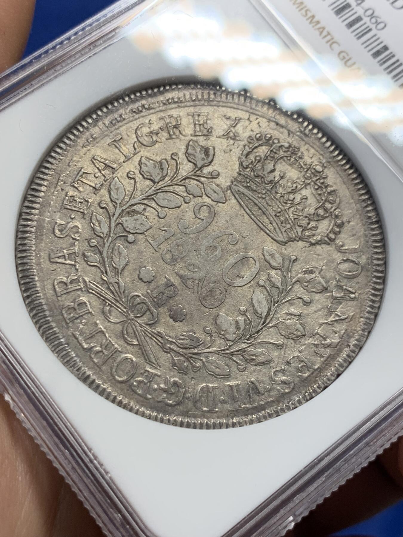 《竞宝斋》第404场 周日，周一，2场连拍 （全场包邮） NGC AUD 葡属巴西1820年960瑞斯大银币