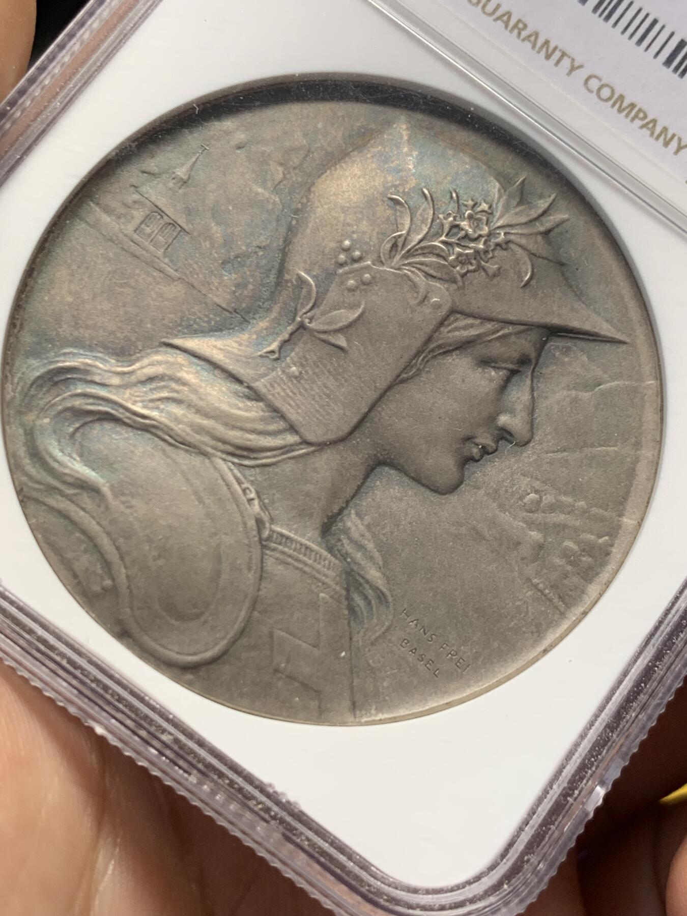 《竞宝斋》第404场 周日，周一，2场连拍 （全场包邮） NGC MS65 瑞士1901卢塞恩射击节银章 45mm 高分