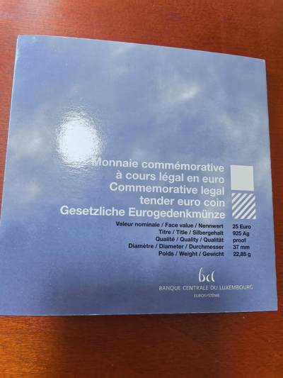 长老汇蛇年精选第二十八场拍卖 2005卢森堡欧盟轮值主席25欧元精制银币，卡装