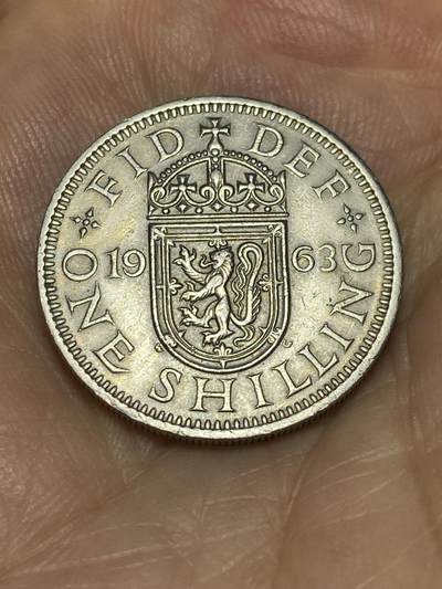 2025年第六十九场(总第九十五场）外国好品散币(免佣金) - 英国🇬🇧1963年1先令(伊丽莎白二世青年桂冠第二版，苏格兰盾徽版)