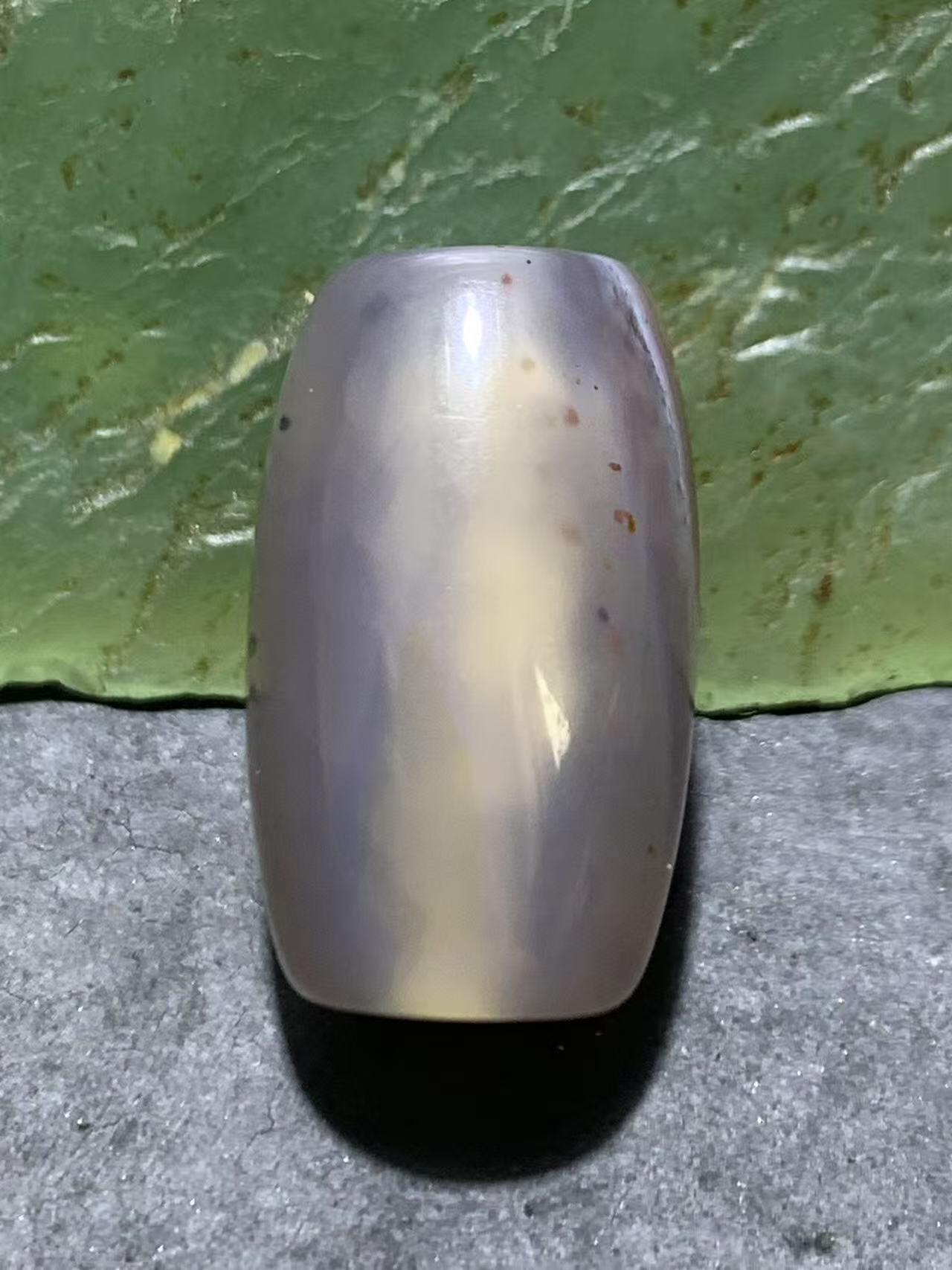 精美天然高玉化朱砂点天眼纹巴西玛瑙随形桶珠一颗