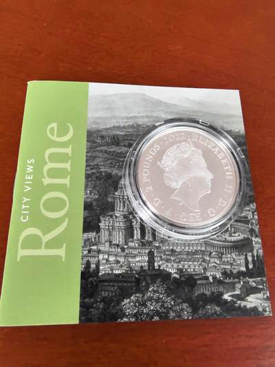 长老汇蛇年精选第二十八场拍卖 2022英国罗马城景2英镑精制银币，1盎司999银，盒证全，2000枚