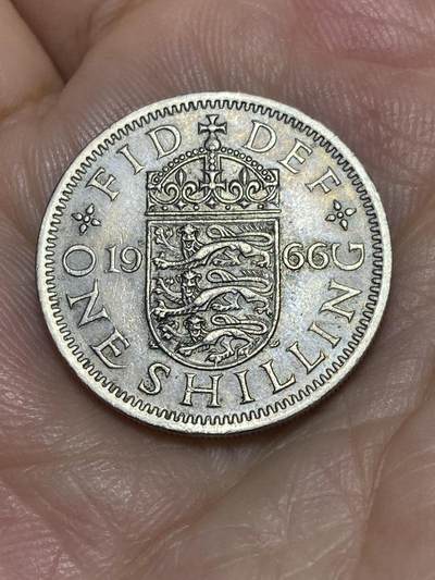 2025年第六十九场(总第九十五场）外国好品散币(免佣金) - 英国🇬🇧1966年1先令(伊丽莎白二世青年桂冠第二版，英格兰盾徽版，关门年)