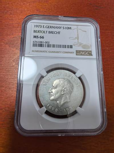 长老汇蛇年精选第二十八场拍卖 1973东德贝托尔特·布莱希特诞辰75周年10马克银币，NGC MS66分，季军分，更高分5枚