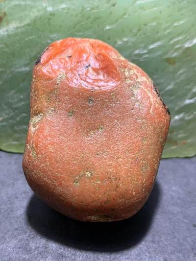 精美红皮柿子红开窗料南红玛瑙原石一颗 - 精美红皮柿子红开窗料南红玛瑙原石一颗