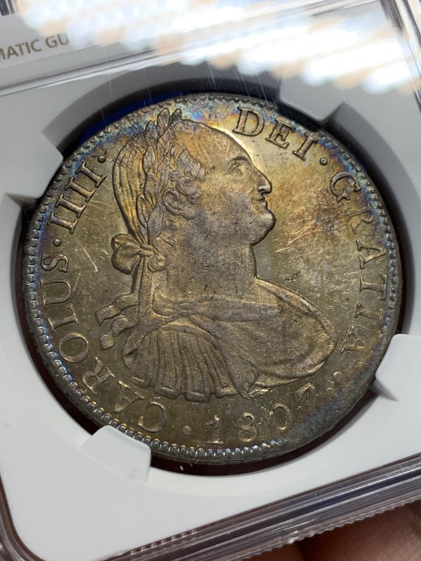 《竞宝斋》第404场 周日，周一，2场连拍 （全场包邮） NGC UNCD 墨西哥1807年卡洛斯四世8里亚尔银币