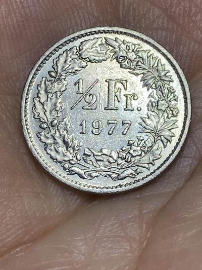 2025年第六十九场(总第九十五场）外国好品散币(免佣金) - 瑞士🇨🇭1977年1/2法郎(无标版)