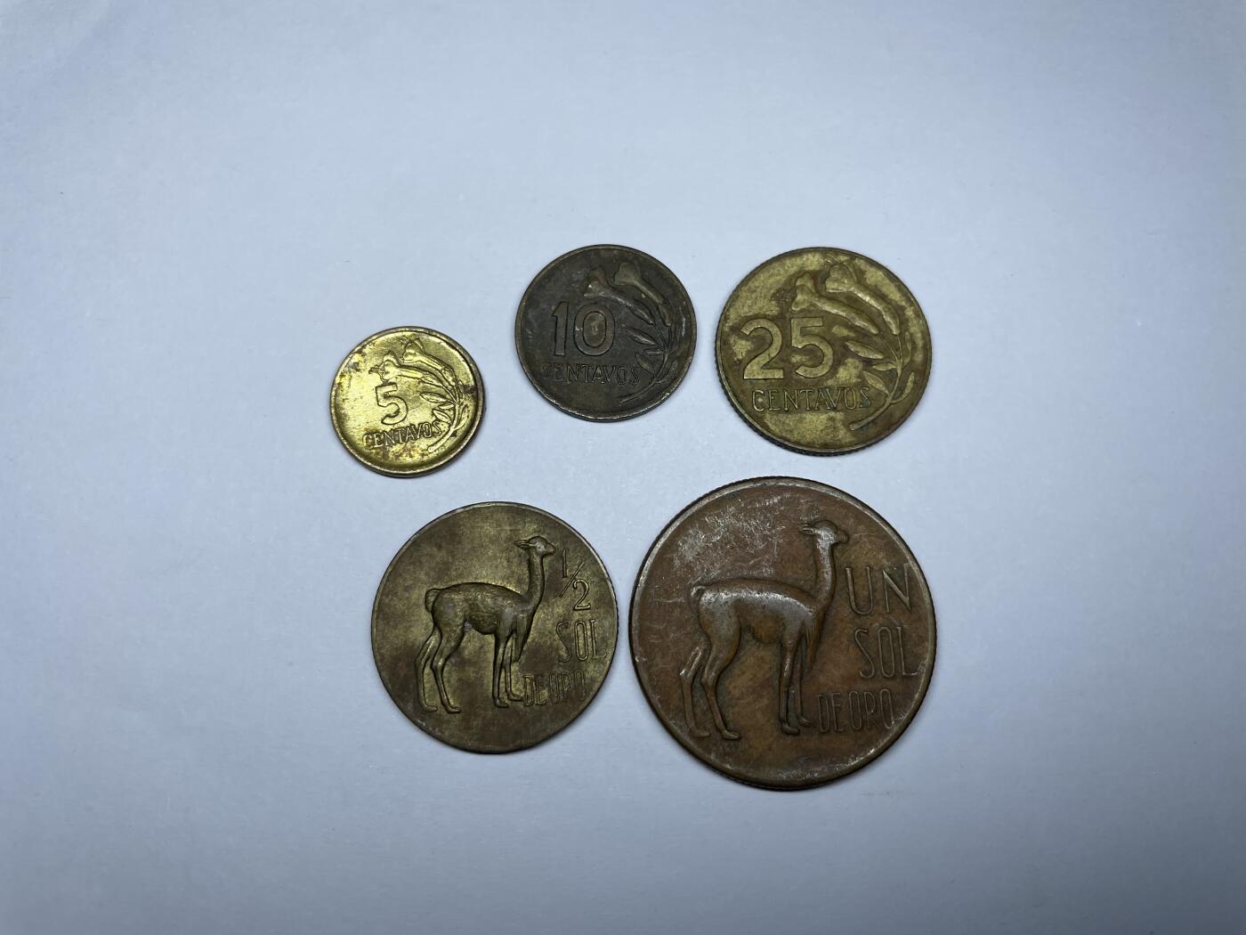 2025年集古藏今外币拍卖第七期-第3场—（总第253拍），可以寄存60天，满160元包邮。 1964年-1975年版秘鲁一套5枚