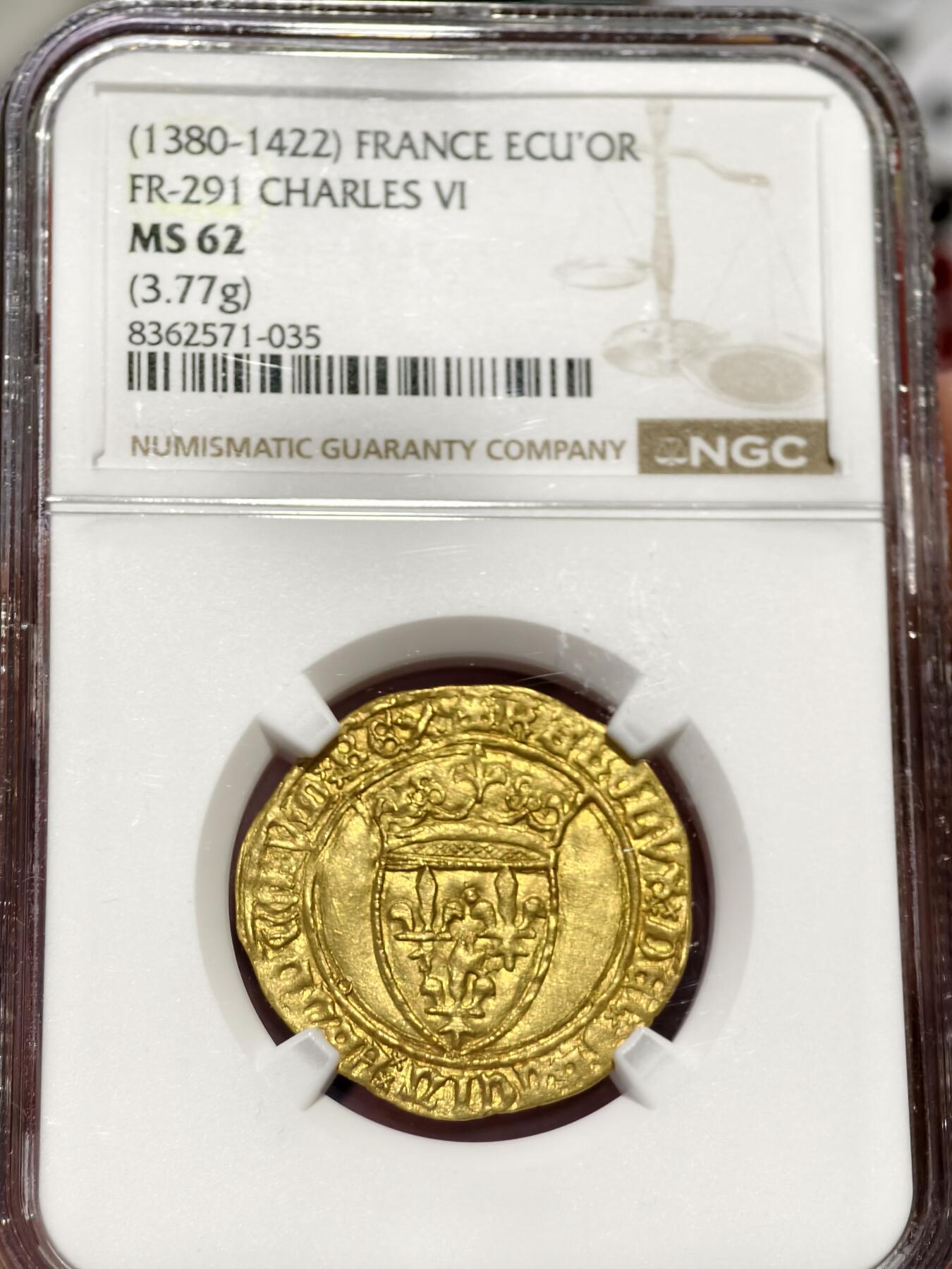 NGC-MS62法国中世纪查理六世大埃居金币