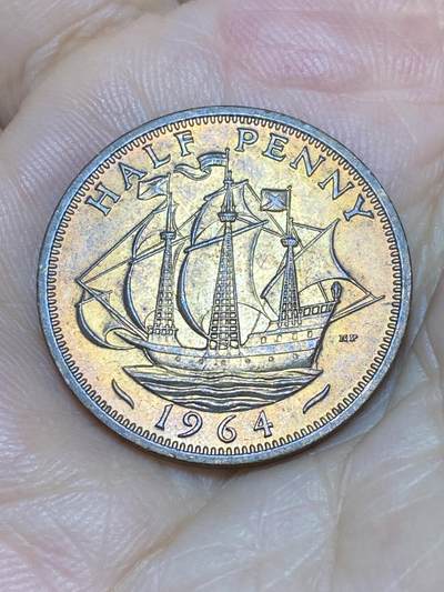 2025年第六十九场(总第九十五场）外国好品散币(免佣金) - 铜光好品–英国🇬🇧1964年半便士(伊丽莎白二世青年桂冠第二版)