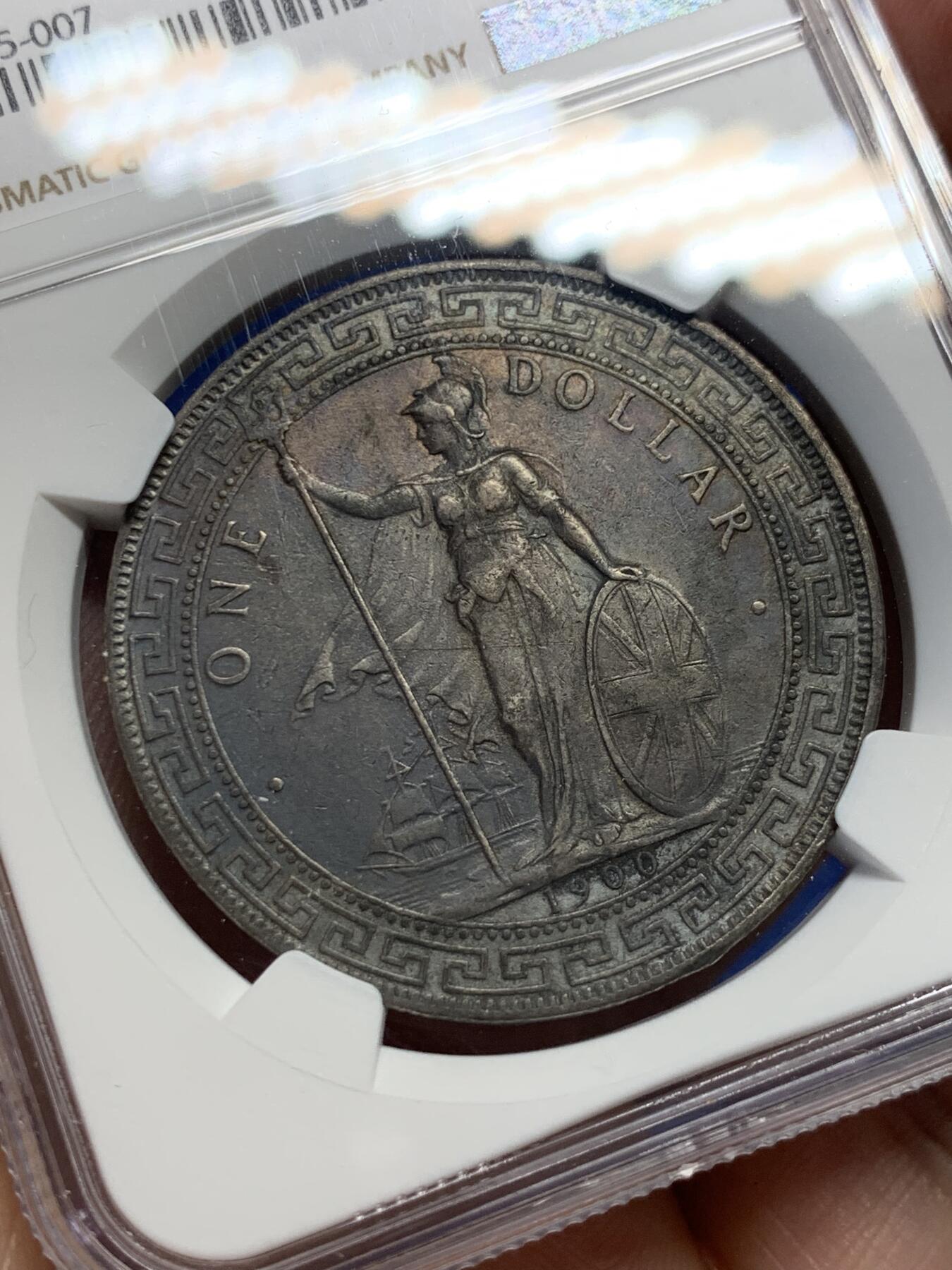 《竞宝斋》第404场 周日，周一，2场连拍 （全场包邮） NGC AU 英国1900年B版站洋大银币