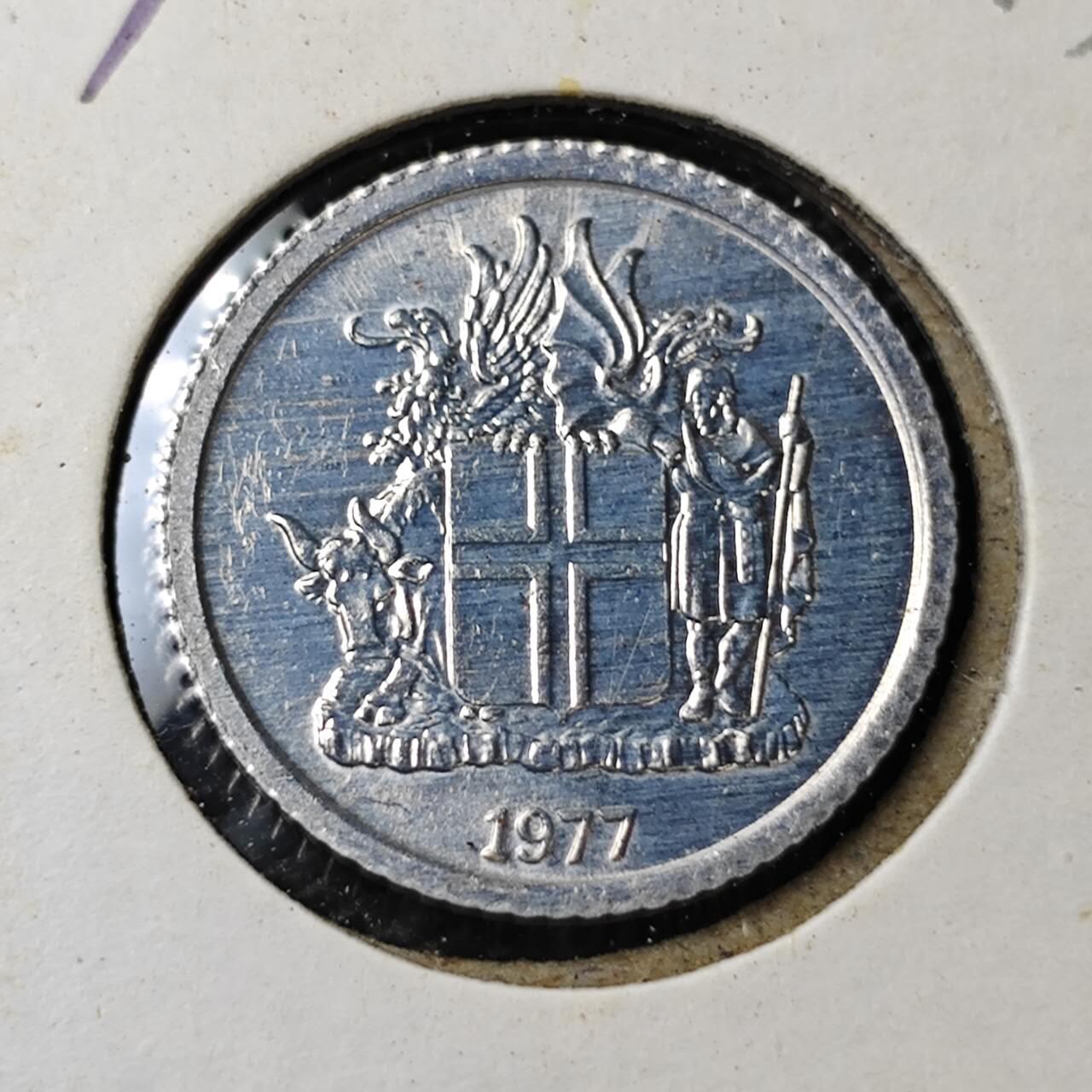 KK钱币收藏小铺 第313期 周末发货 1977冰岛1克朗