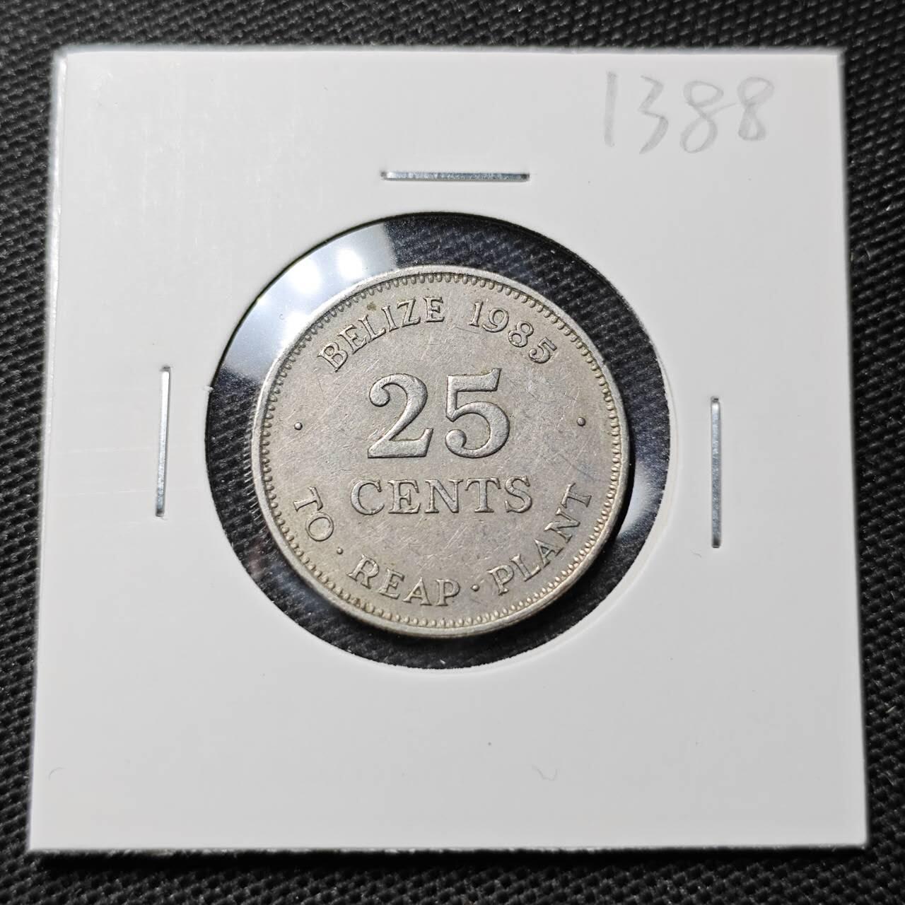 KK钱币收藏小铺 第313期 周末发货 1985伯利兹25分
