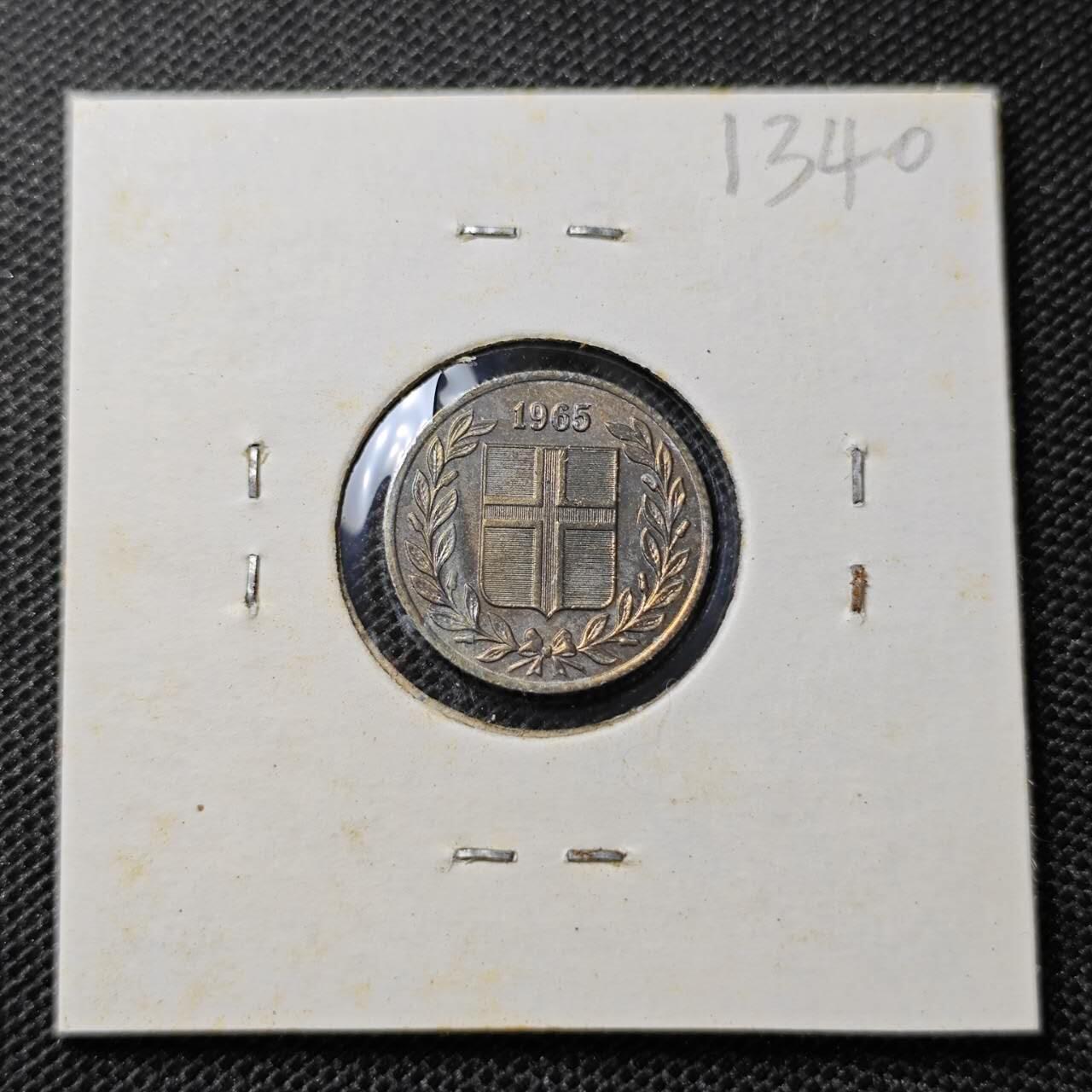 KK钱币收藏小铺 第313期 周末发货 1965冰岛25奥拉