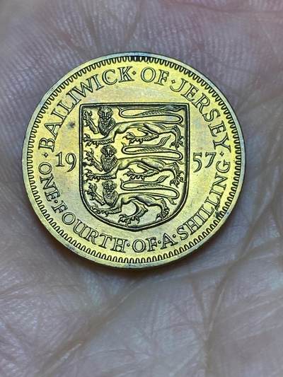 2025年第七十场(总第九十六场）外国好品散币(免佣金) - 英属泽西岛🇯🇪1957单年份1/4先令(伊丽莎白二世青年带冠)