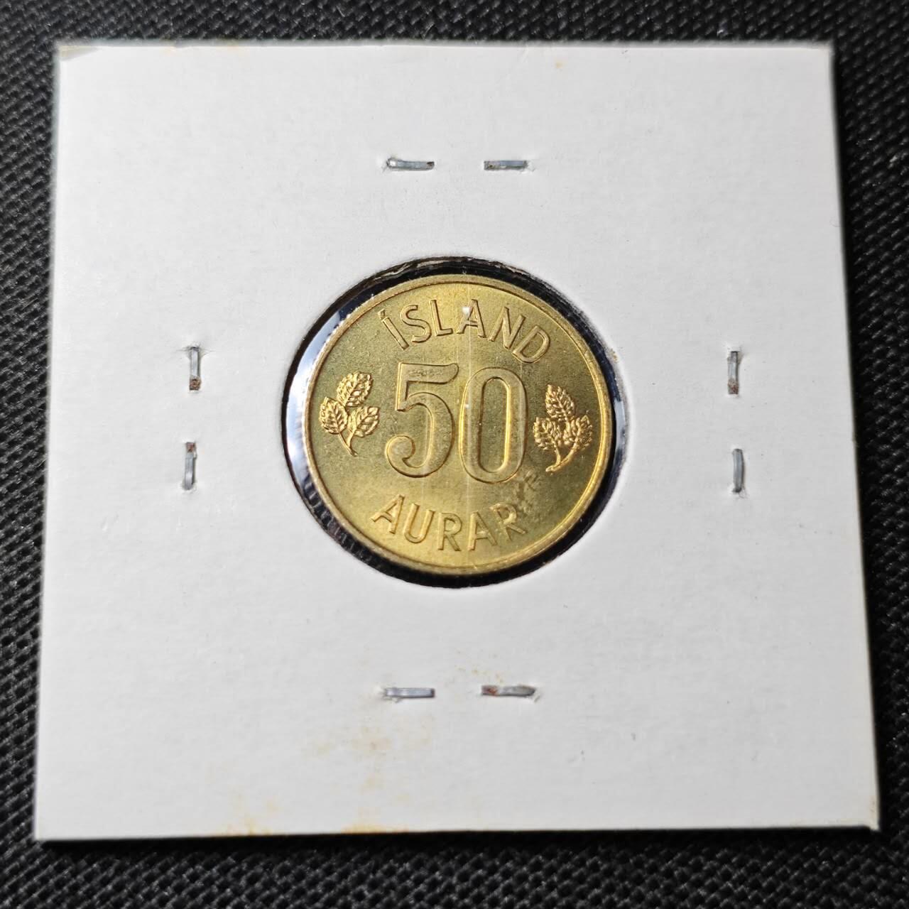 KK钱币收藏小铺 第313期 周末发货 1974冰岛50奥拉 好品铜币