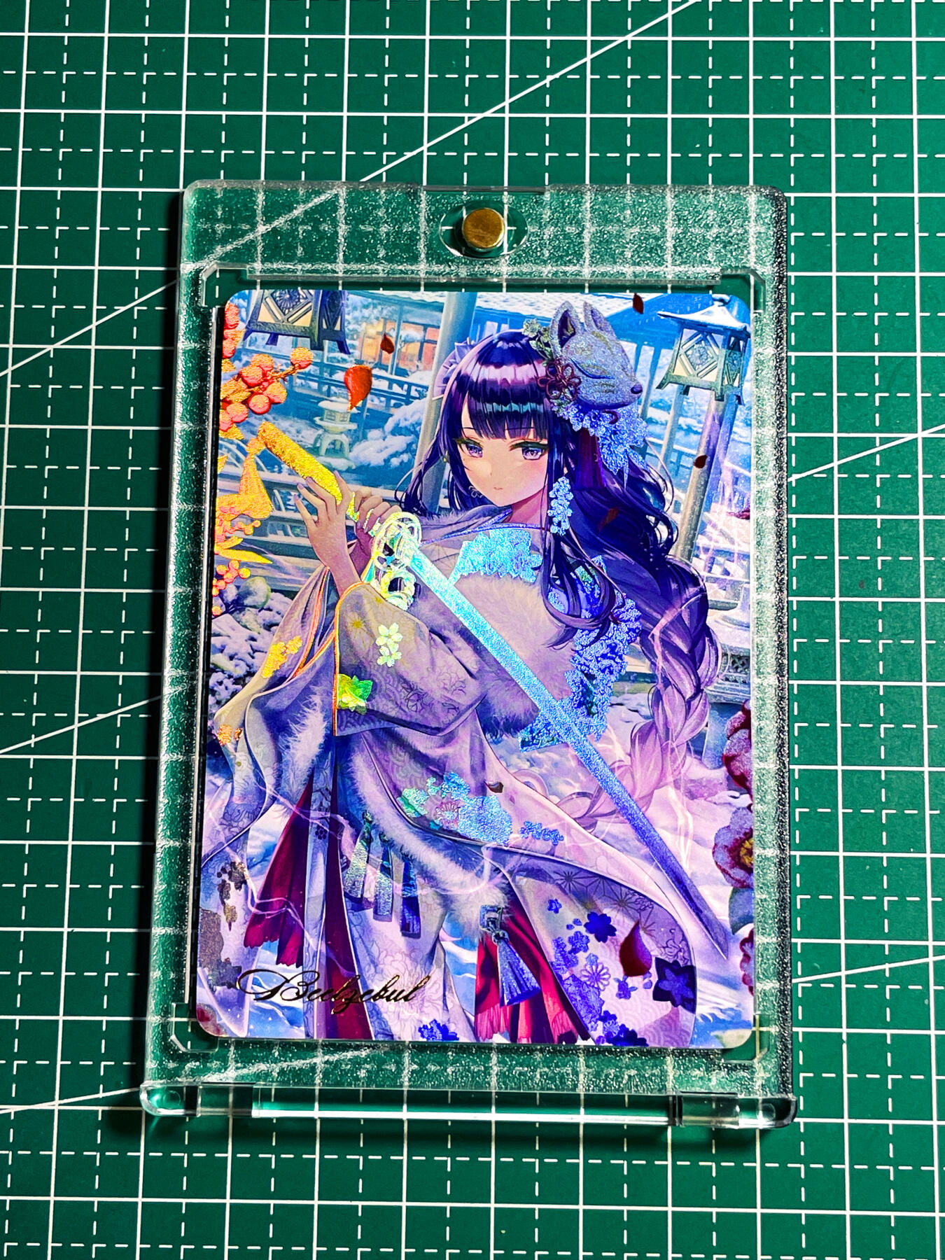 显眼宝24期 个人精选 【带卡砖】燎原卡牌早期T画师原神浮雕彩闪 雷电将军 造型超帅  1张 63*88