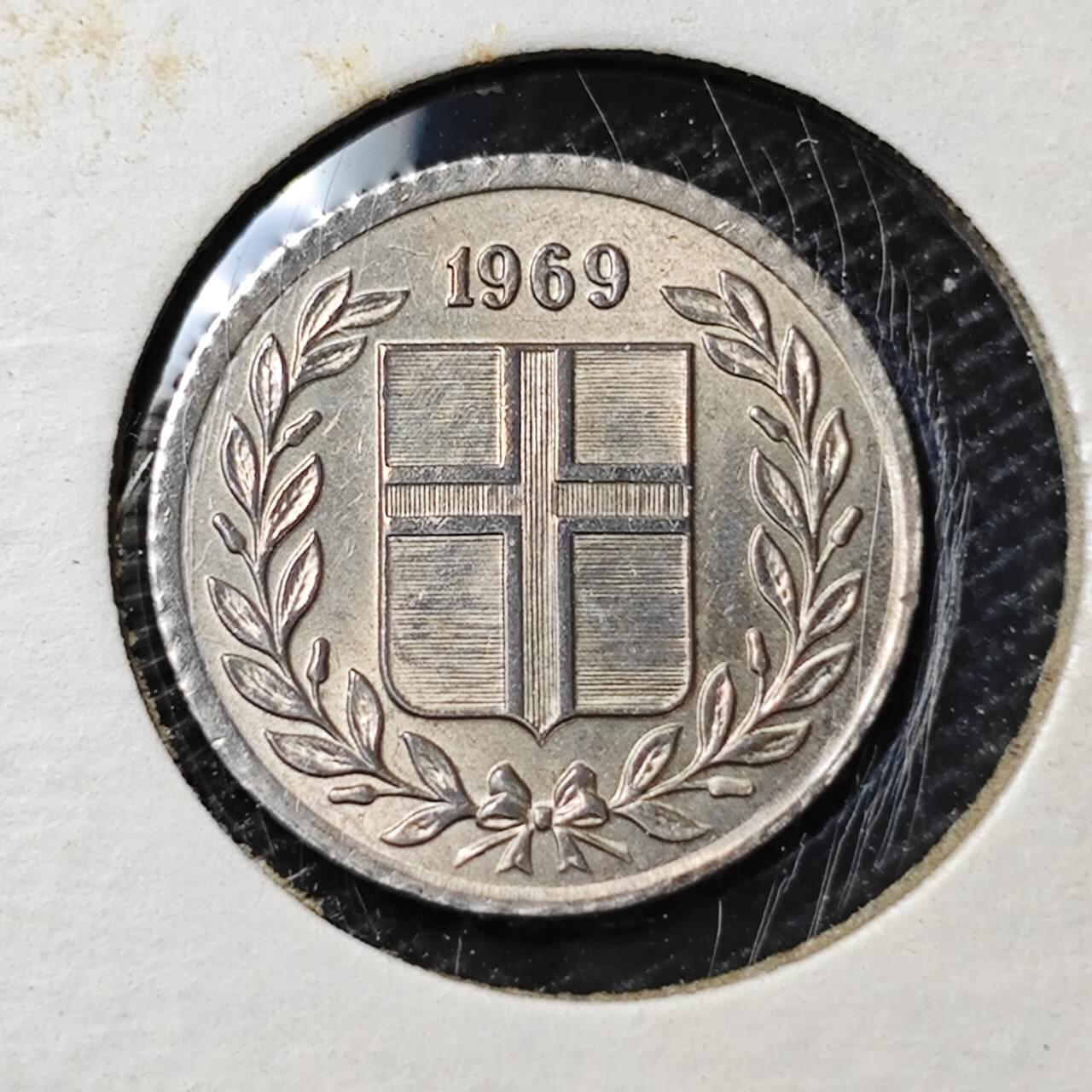 KK钱币收藏小铺 第313期 周末发货 1969冰岛10奥拉 