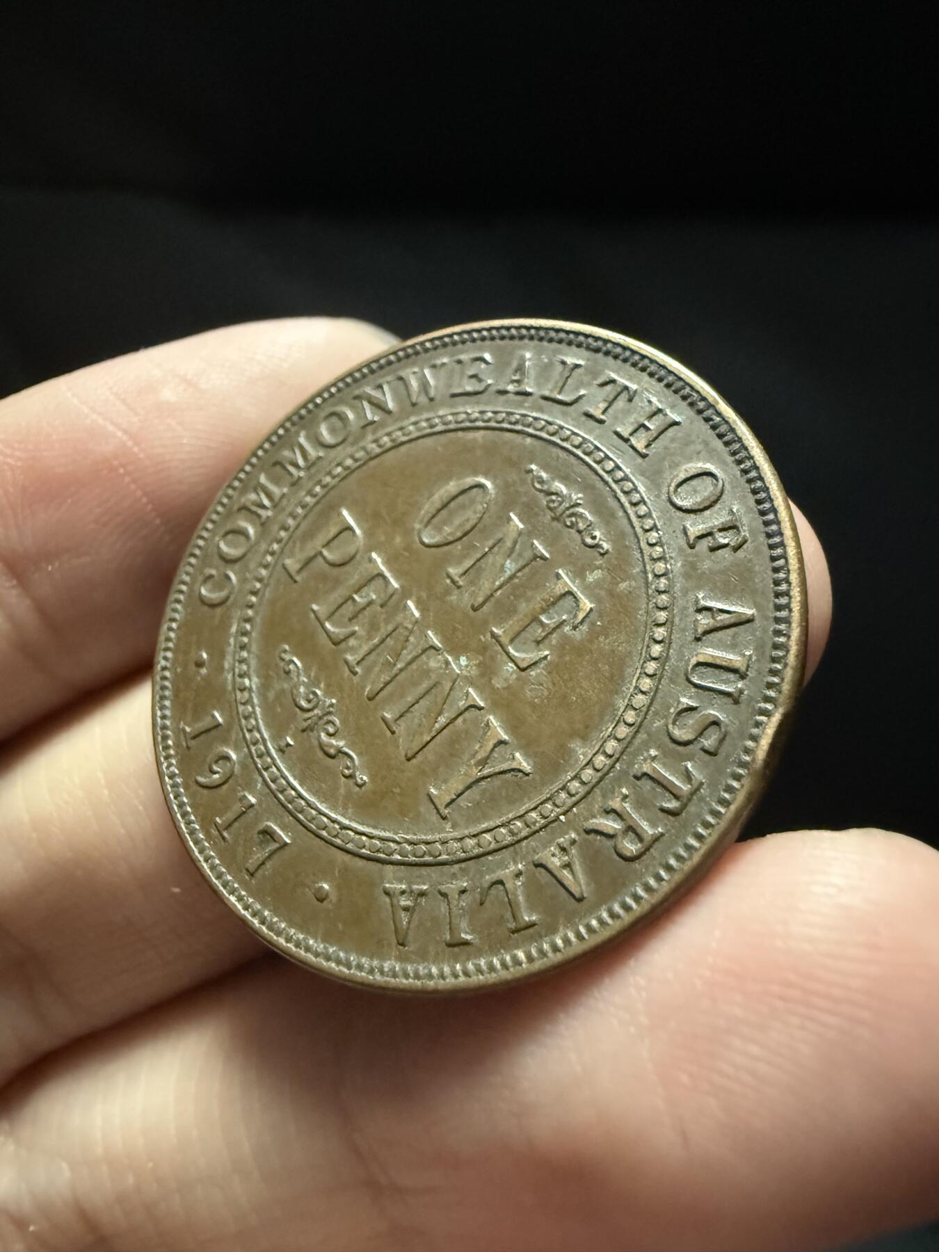 南宋泉阁俄币 外币 国币 专场第十五期【送拍无额外佣金】 英国 1917年 乔治五世 英属澳大利亚 1便士 通货好品 